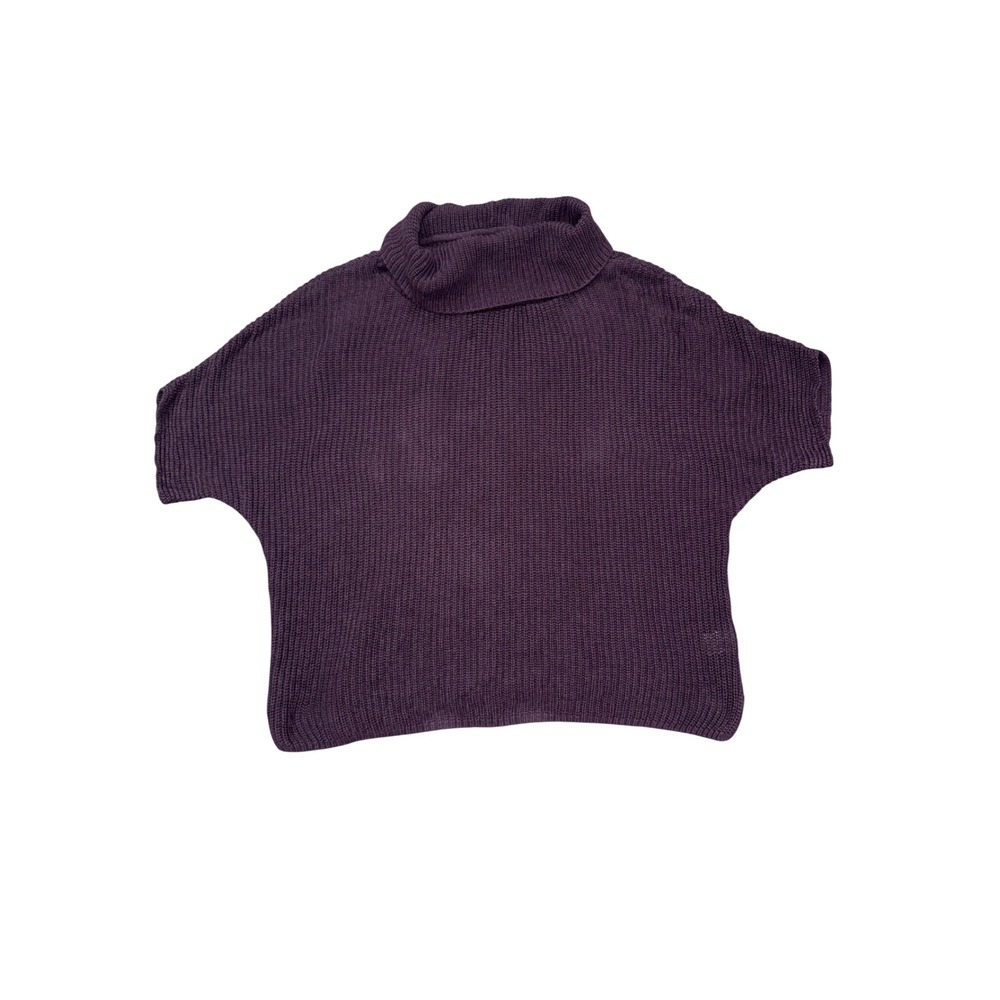Pact Organic Cotton Poncho Sweater Womens OS Purple Excellent Turtleneck‎ Ribbed